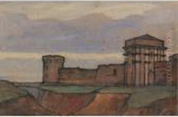 Fortress Oil Painting by Nicolaj Konstantinov Roerich