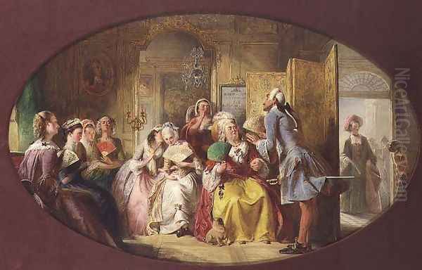 The Lesson in the use of the Fan Oil Painting by Abraham Solomon