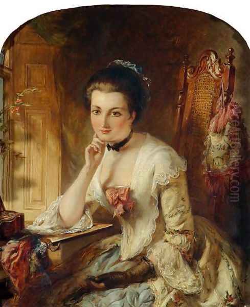 Portrait, Lady with letter Oil Painting by Abraham Solomon