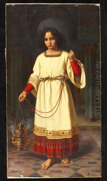 An Altar Boy 1842 Oil Painting by Abraham Solomon