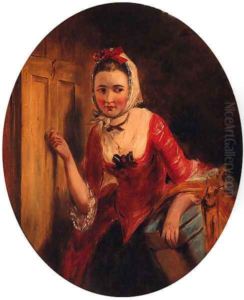 A Knock at the Door Oil Painting by Abraham Solomon