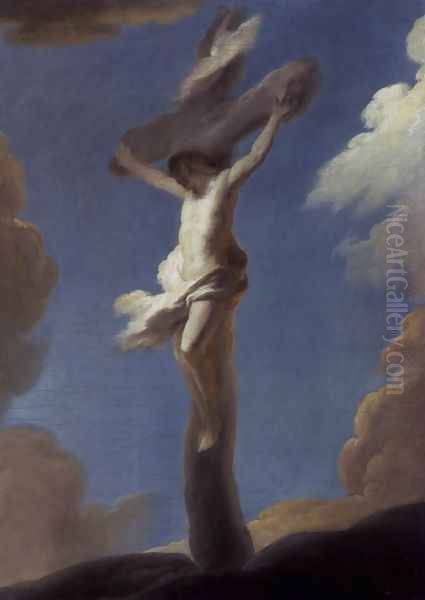 Christ on the Cross Formed by Clouds 1734 Oil Painting by Louis de Silvestre