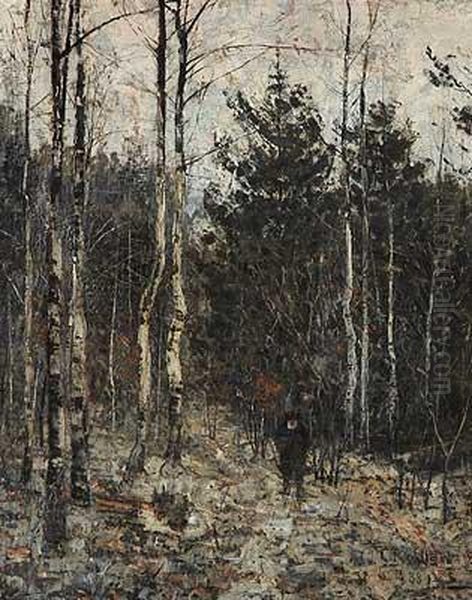 Waldweg Im Winter (winter Imwebicht) Oil Painting by Christian Rohlfs