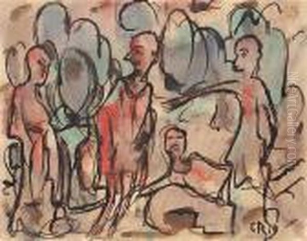 Figurengruppe Oil Painting by Christian Rohlfs