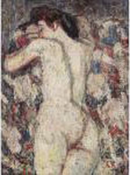 Weiblicher Ruckenakt (female Nude Seen From Behind) Oil Painting by Christian Rohlfs