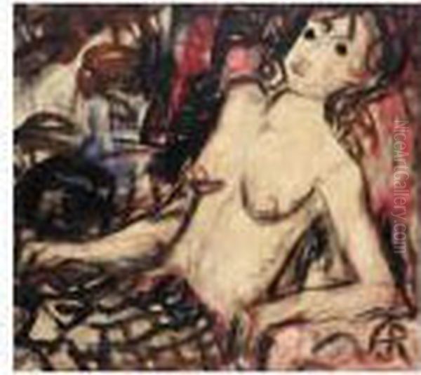 Weiblicher Halbakt (female Half-nude) Oil Painting by Christian Rohlfs