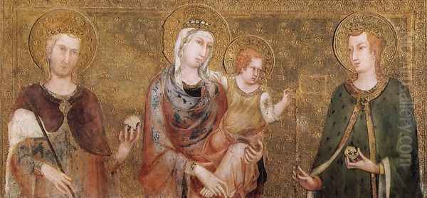 Madonna and Child between St Stephen and St Ladislaus 1318 Oil Painting by Louis de Silvestre