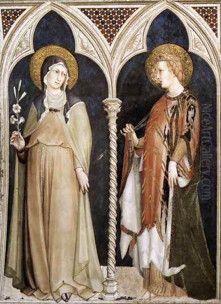 St Clare and St Elizabeth of Hungary 1317 Oil Painting by Louis de Silvestre