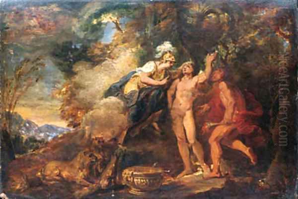 Prometheus fashioning man from clay in the presence of Minerva Oil Painting by Louis de Silvestre