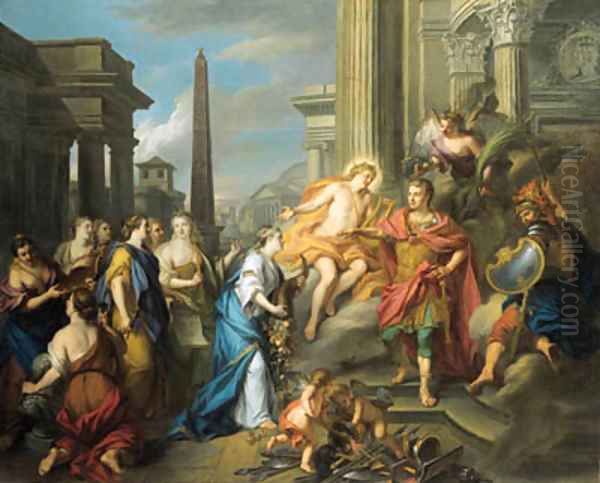 Augustus closing the Temple of Janus Oil Painting by Louis de Silvestre