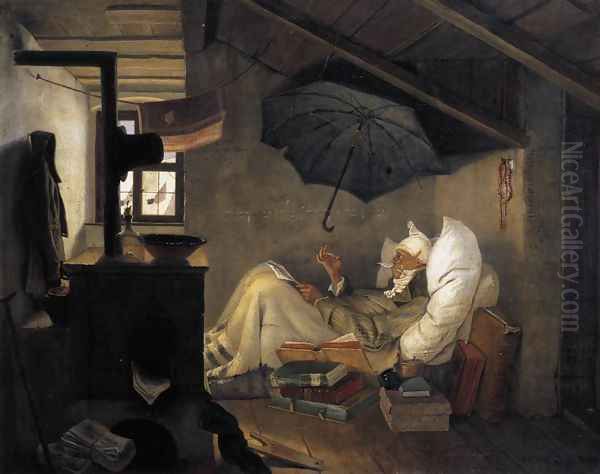 The Poor Poet 1835 Oil Painting by Carl Spitzweg