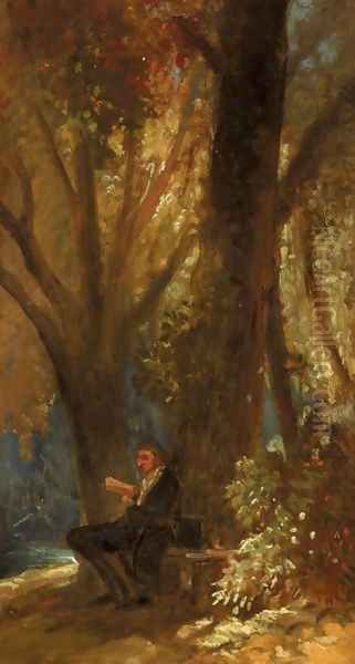 Philosopher in the Wood (Der Philosoph im Walde) Oil Painting by Carl Spitzweg