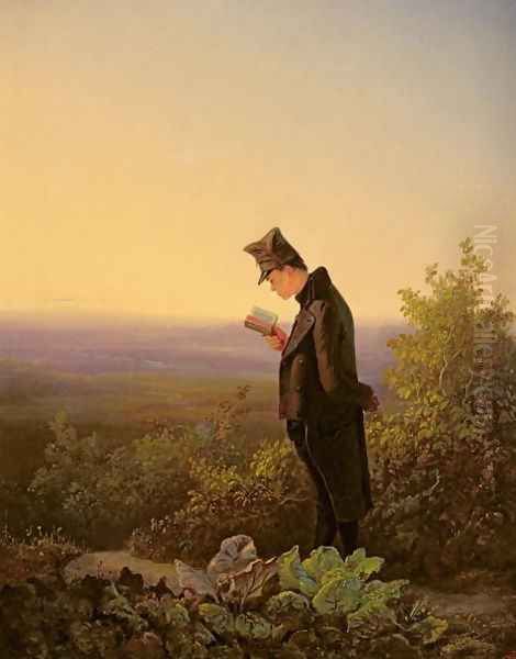 Reading the Breviary, The Evening Oil Painting by Carl Spitzweg