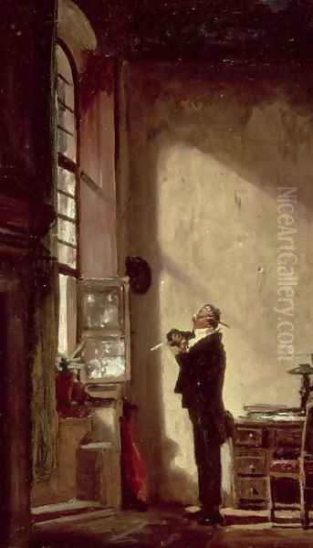 The Writer Oil Painting by Carl Spitzweg