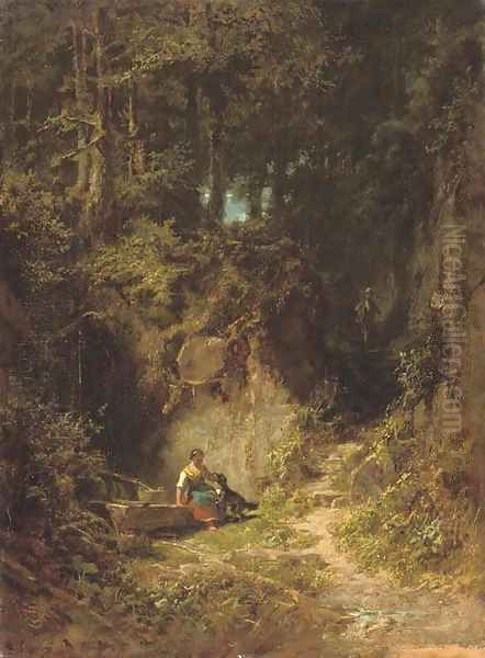 Waldlandschaft (Woodland landscape) Oil Painting by Carl Spitzweg