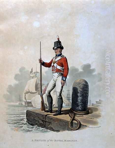 A Private of the Royal Marines, from Costumes of the Army of the British Empire, according to the last regulations 1812, engraved by J.C. Stadler, published by Colnaghi and Co. 1812-15 Oil Painting by Charles Hamilton Smith