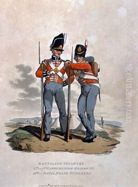 Battalion Infantry 6th Regiment and 23rd or Royal Welsh Fusiliers, from Costumes of the Army of the British Empire, according to the last regulations 1812, engraved by J.C. Stadler, published by Colnaghi and Co. 1812-15 Oil Painting by Charles Hamilton Smith