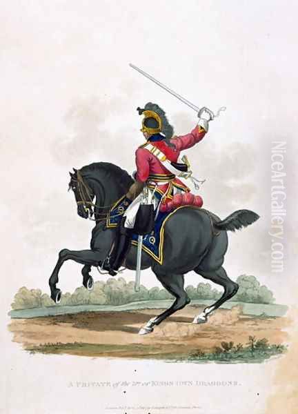 A Private of the 3rd, or Kings Own Dragoons, from Costumes of the Army of the British Empire, according to the last regulations 1812, engraved by J.C. Stadler, published by Colnaghi and Co. 1812-15 Oil Painting by Charles Hamilton Smith