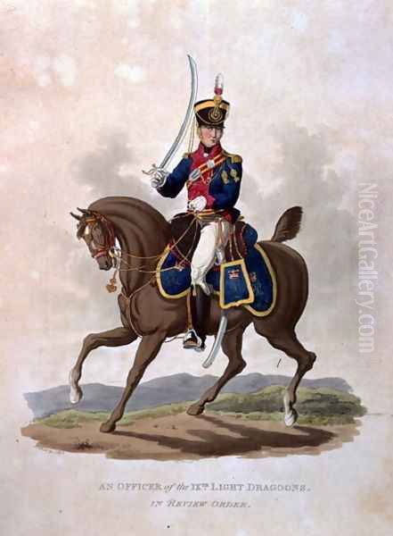 An Officer of the 9th Light Dragoons in Review Order, from Costumes of the Army of the British Empire, according to the last regulations 1812, engraved by J.C. Stadler, published by Colnaghi and Co. 1812-15 Oil Painting by Charles Hamilton Smith