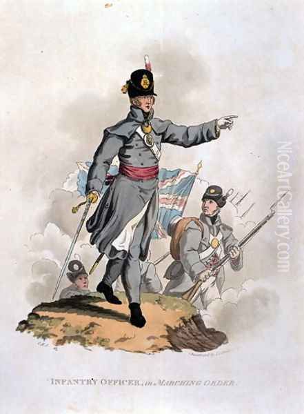 Infantry Officer in Marching Order, from Costumes of the Army of the British Empire, according to the last regulations 1812, engraved by J.C. Stadler, published by Colnaghi and Co. 1812-15 Oil Painting by Charles Hamilton Smith