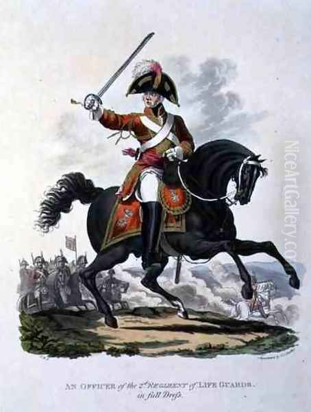 An Officer of the 2nd Regiment of Life Guards in Full Dress, engraved by Joseph Constantine Stadler, 1812 Oil Painting by Charles Hamilton Smith