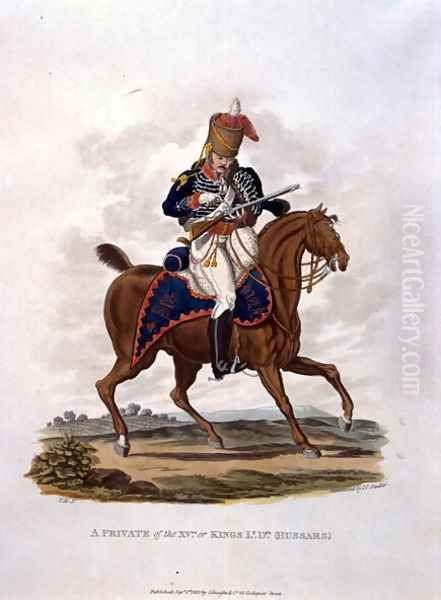 A Private of the 15th, or Kings Hussars, from Costumes of the Army of the British Empire, according to the last regulations 1812, engraved by J.C. Stadler, published by Colnaghi and Co. 1812-15 Oil Painting by Charles Hamilton Smith