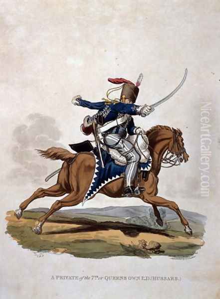 A Private of the 7th, or Queens Own Hussars, from Costumes of the Army of the British Empire, according to the last regulations 1812, engraved by J.C. Stadler, published by Colnaghi and Co. 1812-15 Oil Painting by Charles Hamilton Smith