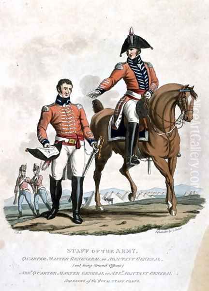 Quarter Master General and Assistant Quarter Master General, from Costumes of the Army of the British Empire, according to the last regulations 1812, engraved by J.C. Stadler, published by Colnaghi and Co. 1812-15 Oil Painting by Charles Hamilton Smith