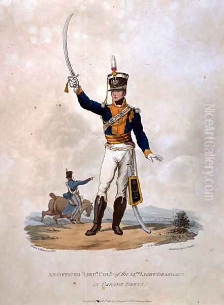 An Officer of the 14th Light Dragoons in Parade Dress, from Costumes of the Army of the British Empire, according to the last regulations 1812, engraved by J.C. Stadler, published by Colnaghi and Co. 1812-15 Oil Painting by Charles Hamilton Smith