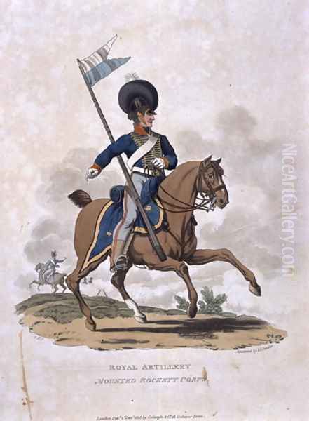 Royal Artillery Mounted Rockett Corps, from Costumes of the Army of the British Empire, according to the last regulations 1812, engraved by J.C. Stadler, published by Colnaghi and Co. 1812-15 Oil Painting by Charles Hamilton Smith