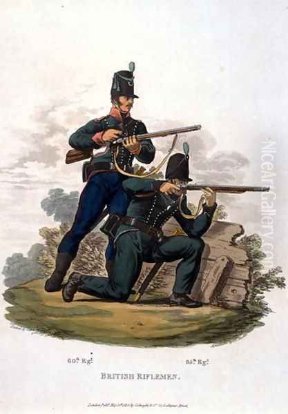 British Riflemen, from Costumes of the Army of the British Empire, according to the last regulations 1812, engraved by J.C. Stadler, published by Colnaghi and Co. 1812-15 Oil Painting by Charles Hamilton Smith