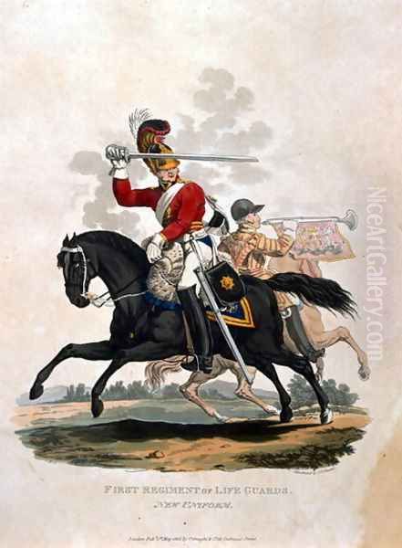 Soldier from the First Regiment of Life Guards, from Costumes of the Army of the British Empire, according to the last regulations 1812, engraved by J.C. Stadler, published by Colnaghi and Co. 1812-15 Oil Painting by Charles Hamilton Smith