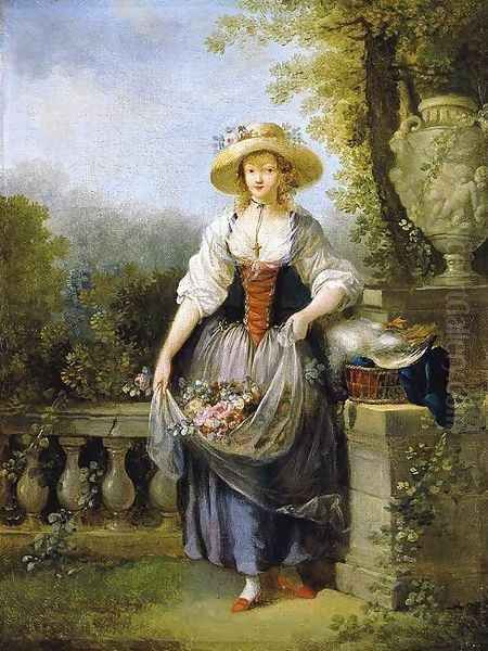 Gardener in Straw Hat Oil Painting by Jean-Frederic Schall