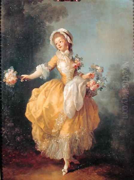 Dancer with a Bouquet Oil Painting by Jean-Frederic Schall