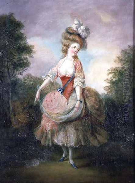 Dancer with a Feather Hat Oil Painting by Jean-Frederic Schall