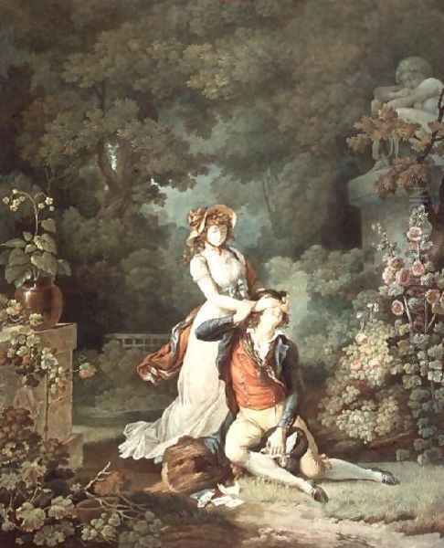 The Lover Surprised, engraved by Charles Melchior Descourtis 1753-1820 Oil Painting by Jean-Frederic Schall