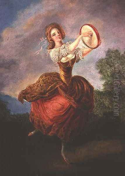 Dancer with a Tambourine Oil Painting by Jean-Frederic Schall