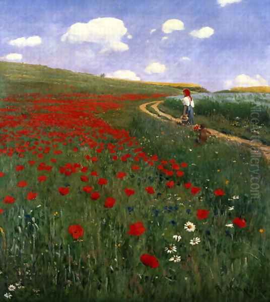 The Poppy Field Oil Painting by Pal Merse Szinyei