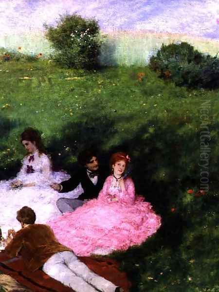 Picnic in May (detail) Oil Painting by Pal Merse Szinyei