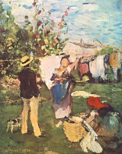 Clothes Drying 1869 Oil Painting by Pal Merse Szinyei