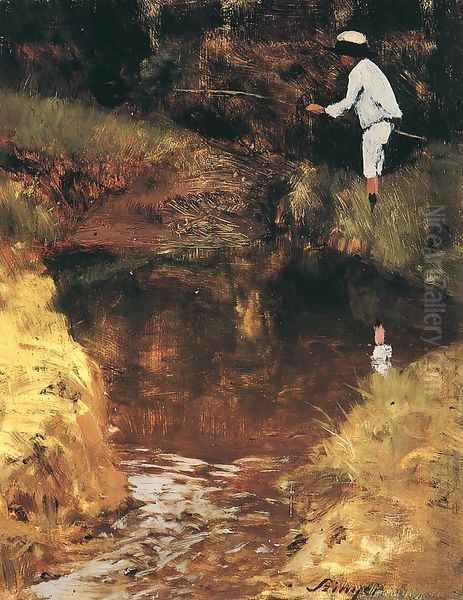 Felix Angling Oil Painting by Pal Merse Szinyei