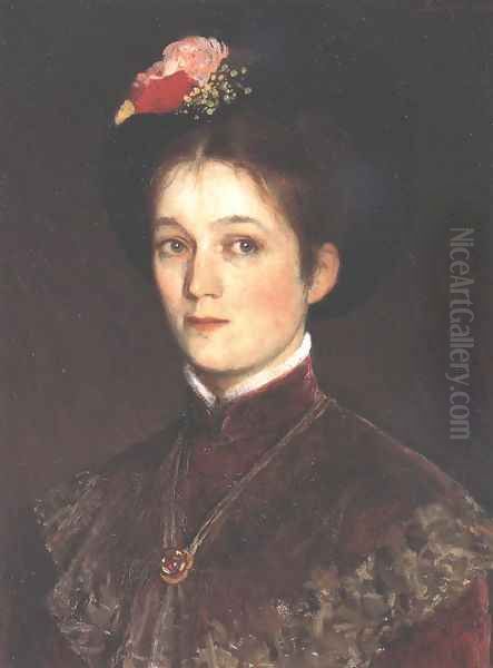 Portrait of the Artists Wife 1880 Oil Painting by Pal Merse Szinyei