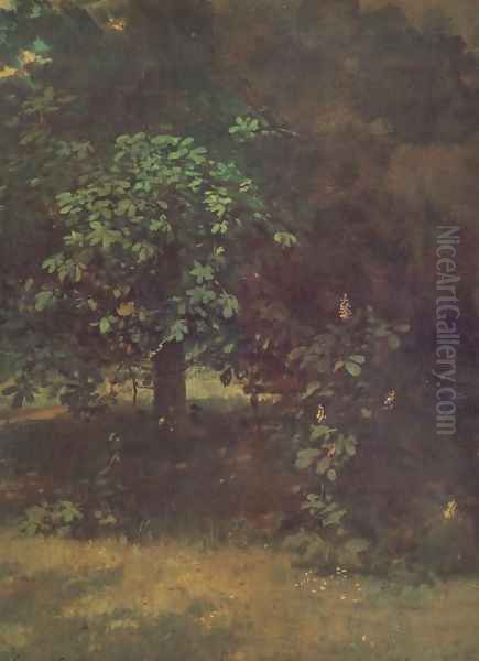 Study of a Horse Chestnut Tree 1869 Oil Painting by Pal Merse Szinyei