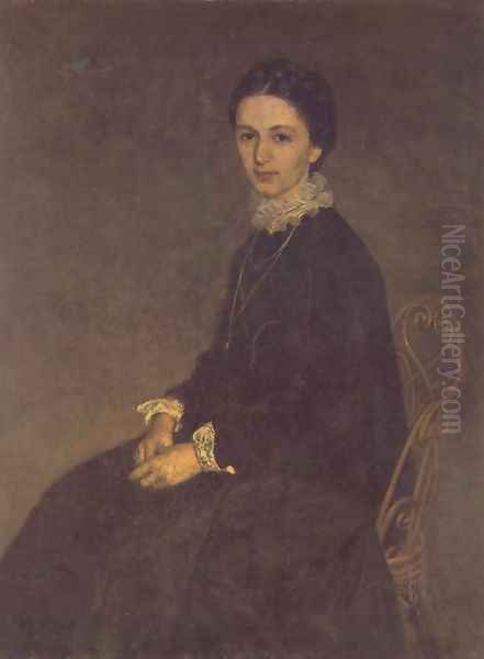 Portrait of Ninon Szinyei Merse 1870 Oil Painting by Pal Merse Szinyei