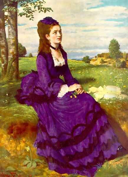 Lady in Violet 1874 Oil Painting by Pal Merse Szinyei