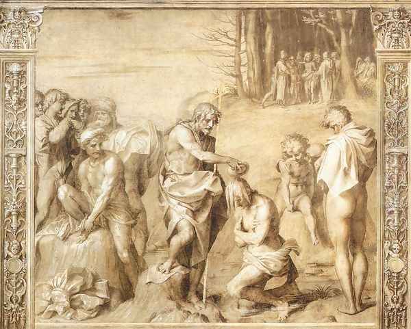 Baptism Of The People Oil Painting by Andrea Del Sarto