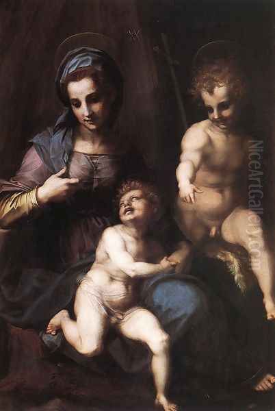 Madonna and Child with the Young St John 1518 Oil Painting by Andrea Del Sarto