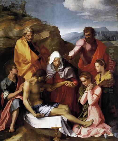 Pietà with Saints 1523 Oil Painting by Andrea Del Sarto