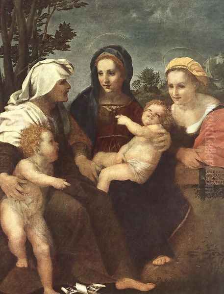 Madonna and Child with Sts Catherine, Elisabeth and John the Baptist 1519 Oil Painting by Andrea Del Sarto