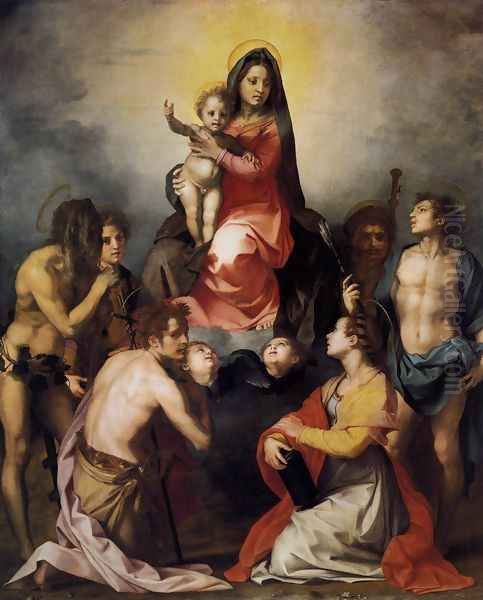 Virgin and Child in Glory with Six Saints 1528 Oil Painting by Andrea Del Sarto